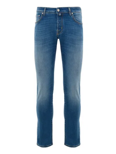 Jacob Cohen Jeans Nick Super Slim Fit Denim Blue Delave  In Burgundy