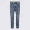 Jacob Cohen Straight Fit Trousers Belt Loops In Sand Washed Blue