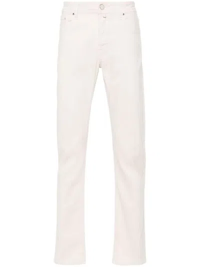 Jacob Cohen Straight Leg Twill Trousers With Multiple Pockets In White