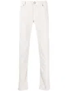 Jacob Cohen Slim-cut Cotton-blend Trousers In White