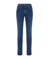 Jacob Cohen Blue Slim Five Pockets Jeans With Logo Patch In Dark Blue