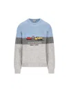 Jacob Cohen Color Block Crew Neck Sweater In Blue