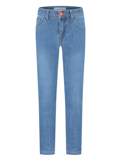 Jacob Cohen Junior Kids' Embroidered-pocket Jeans In Yellow
