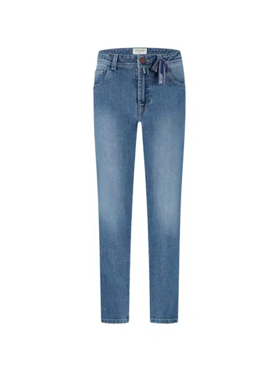 Jacob Cohen Junior Kids' Faded-effect Whiskered Jeans In Blue