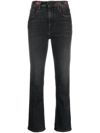 Jacob Cohen Kate Embroidered Cropped Jeans In Schwarz