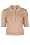 Jacob Cohen Short Sleeve Collared Knit Top In Gold