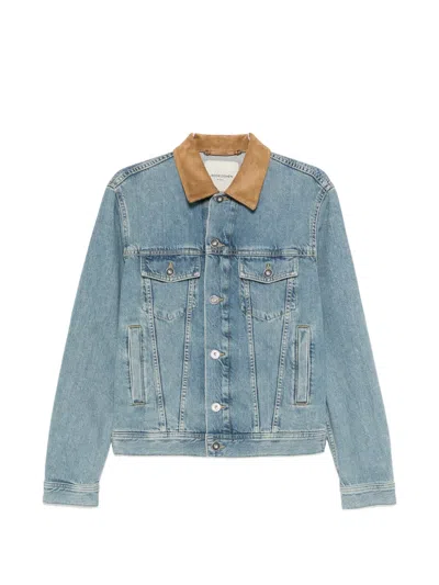 Jacob Cohen Denim Jacket Contrast Collar Chest Pockets In Blue