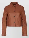 Jacob Cohen Leather Jacket Collared Neck Front Pockets In Brown