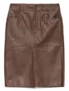 Jacob Cohen Leather Midi Skirt In Brown