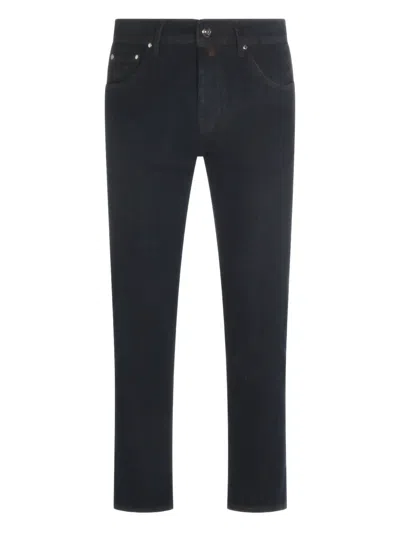 JACOB COHEN LEATHER-PATCH JEANS
