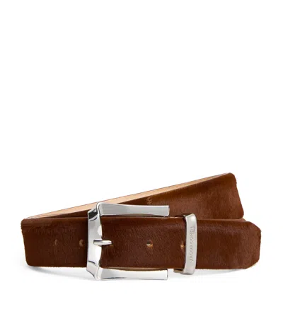 Jacob Cohen Leather Pony Hair Belt In Brown