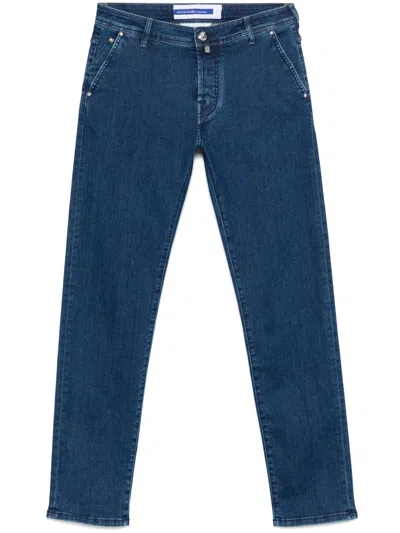 Jacob Cohen Skinny Stretch Cotton Long Jeans In Blue