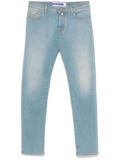 JACOB COHEN LIGHT BLUE DENIM JEANS WITH RELAXED FIT AND CLASSIC DESIGN
