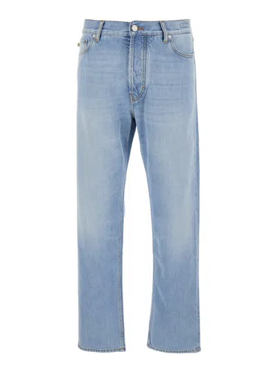 Jacob Cohen Light Blue Five Pocket Jeans With Logo Patch On The Back In Denim Man