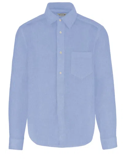 Jacob Cohen Light Blue Linen Shirt With Classic Collar