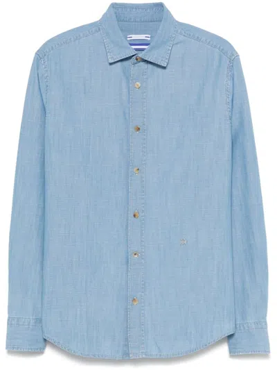 Jacob Cohen Light Blue Shirt With Cutaway Collar And Embroidered Logo