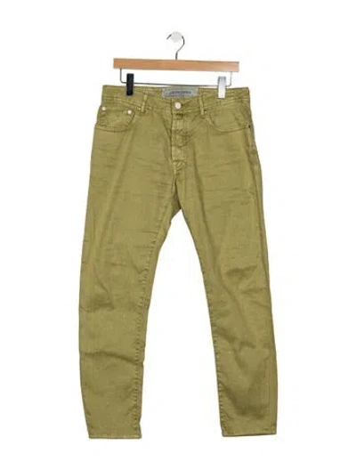 Pre-owned Jacob Cohen Linen Straight Leg Pants In Green