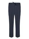 Jacob Cohen Linen Trousers With Adjustable Drawstring In Blue