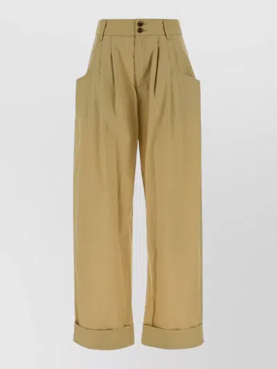 Jacob Cohen Linsey Wide Leg Trousers Cuffed Hem In Brown