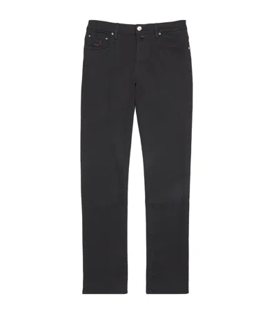 Jacob Cohen Lizardskin-patch Bard Slim Jeans In Navy