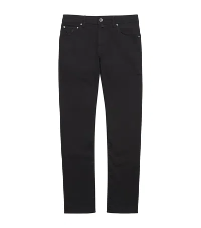 Jacob Cohen Lizardskin-patch Nick Slim Jeans In Black