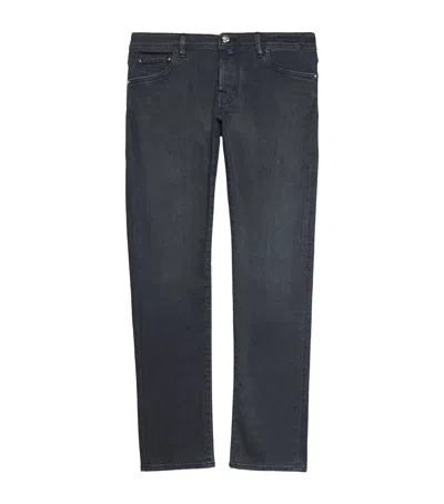 Jacob Cohen Lizardskin-patch Nick Slim Jeans In Grey
