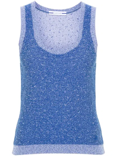Jacob Cohen Logo-embroidered Bouclé Top In Blue