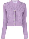 Jacob Cohen Logo-embroidered Cable-knit Cardigan In Violett