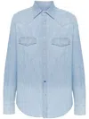 Jacob Cohen Logo-embroidered Denim Shirt In Blue