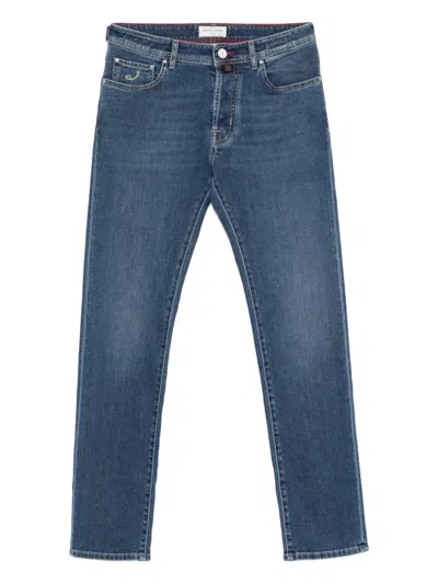 Jacob Cohen Logo-embroidered Jeans In Blue