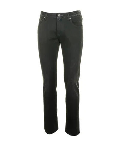 Jacob Cohen Logo Embroidered Slim-cut Jeans In Black