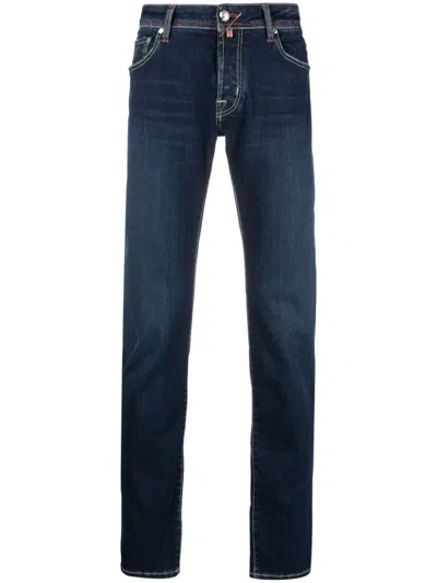 Jacob Cohen Embroidered-logo Slim-fit Jeans In Blue