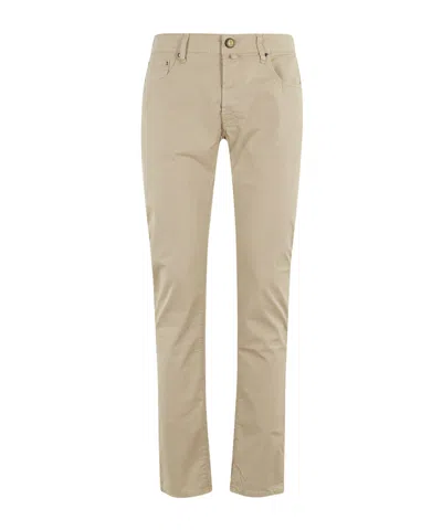 Jacob Cohen Logo-embroidered Straight Trousers In Nude