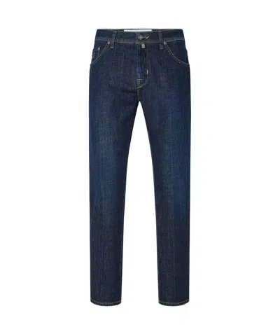 Jacob Cohen Logo-embroidered Tapered Jeans In Black