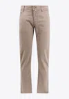 Jacob Cohen Logo-patch Slim-cut Trousers In Beige