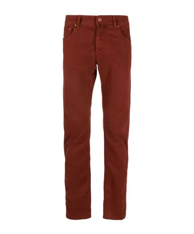 JACOB COHEN LOGO-PATCH COTTON TAPERED TROUSERS