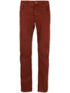 Jacob Cohen Logo-patch Cotton Tapered Trousers In Red