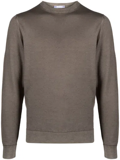 Jacob Cohen Logo-patch Fine-knit Jumper In Braun