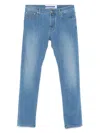Jacob Cohen Tailored Blue Cotton Blend Jeans With Subtle Fade In Blue
