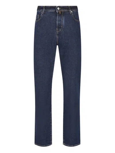 Jacob Cohen Logo Patch Straight Leg Jeans In Blue