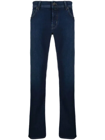 Jacob Cohen Logo Patch Mid-rise Jeans In Blue