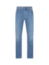 Jacob Cohen Denim Trousers With Belt Loops And Contrast Stitching