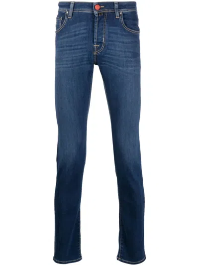 Jacob Cohen Logo-patch Skinny Jeans In Blau