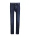 Jacob Cohen Indigo Blue Cotton Blend Denim Jeans In Blue