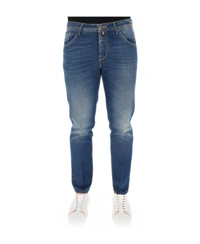 Jacob Cohen Logo-patch Slim-cut Jeans In Blue