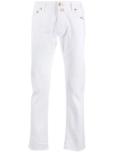 Jacob Cohen Logo-patch Slim-cut Jeans In Weiss