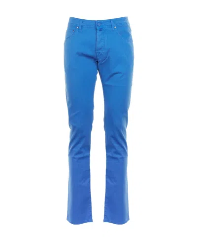 Jacob Cohen Logo-patch Slim-cut Trousers In Blue