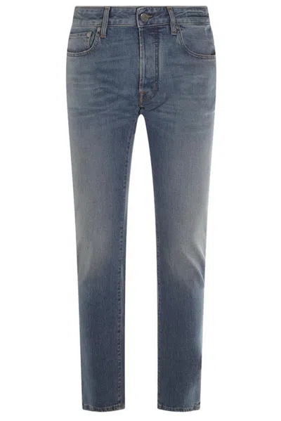 Jacob Cohen Logo Patch Slim Fit Jeans In Blue