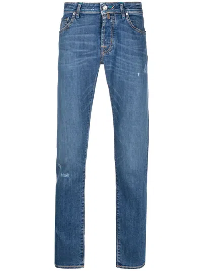 Jacob Cohen Logo-patch Straight-leg Jeans In Blau