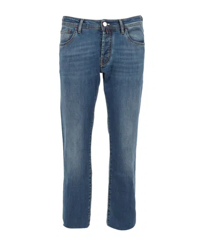 Jacob Cohen Logo Patch Straight-leg Jeans In Blue